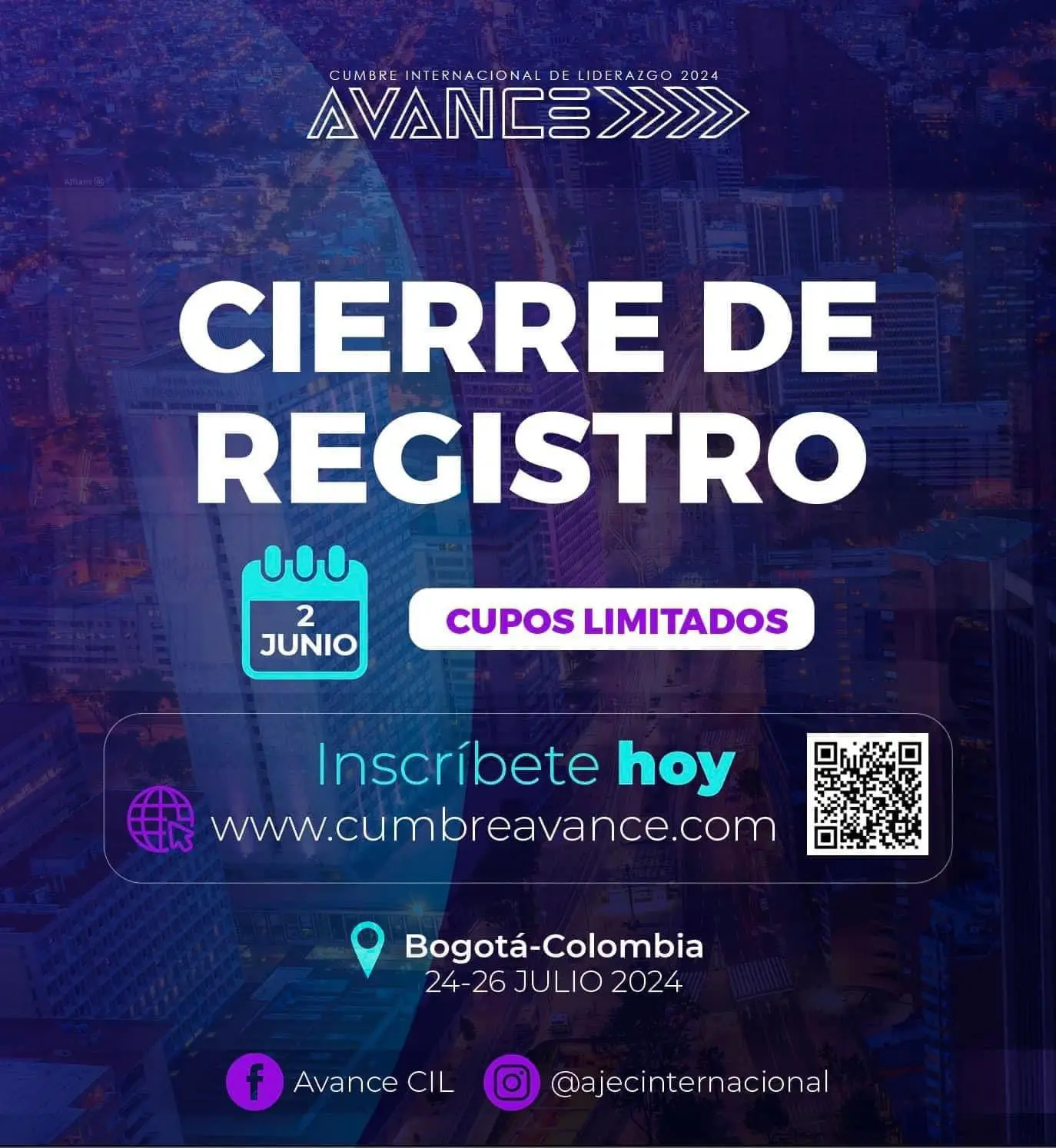 CIERRE REGISTRO Inscríbete hoy: www.cumbreavance.com